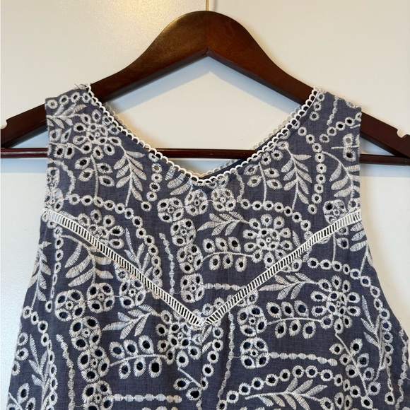 Sundance Marceline Blue and White Patterned Eyelet Midi Dress - Picture 5 of 9